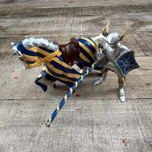 Papo Knight Horse Silver Lance Medieval Figure Toy 2000 Gold Blue Yellow White